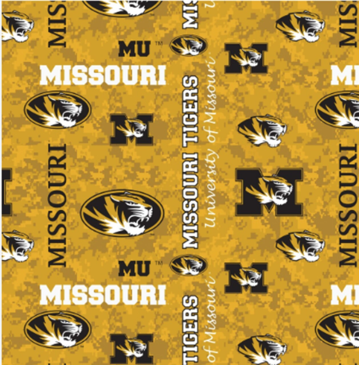 Licensed NCAA University of Missouri Digi Fleece MO-1122 Fabric by the Yard